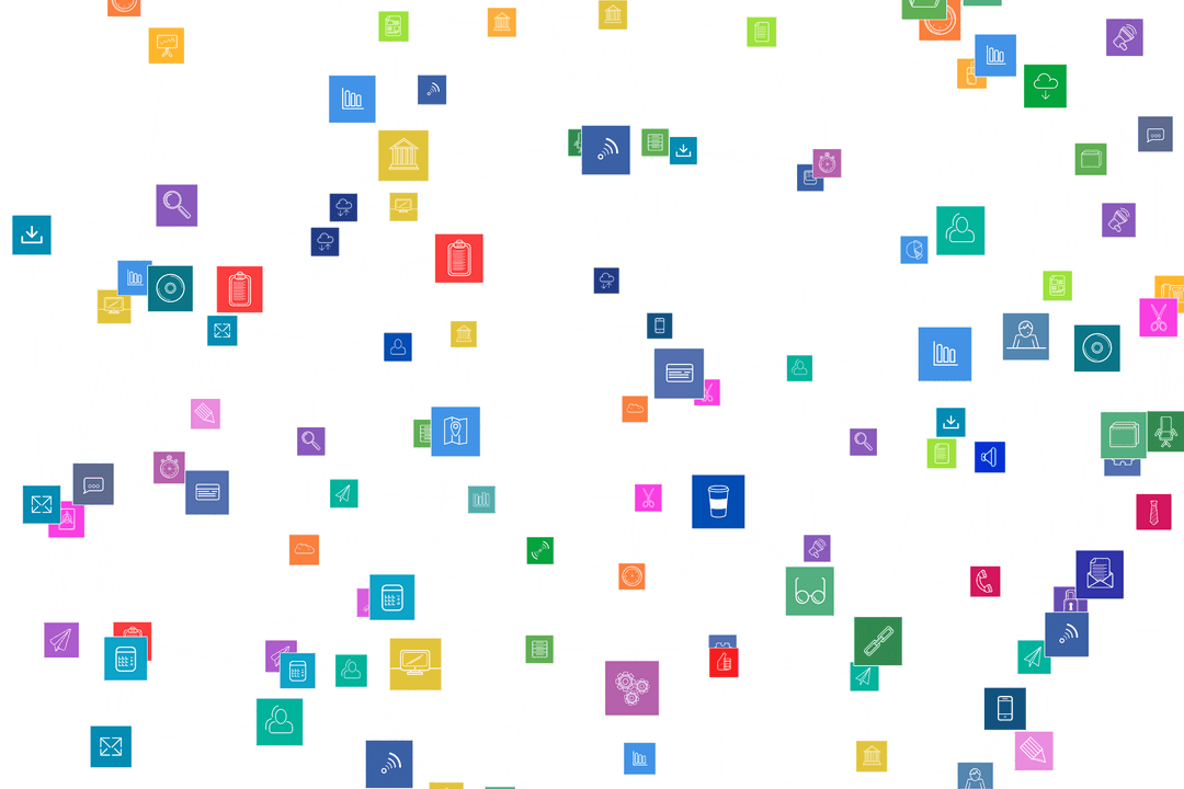 Innovative Technology Network with Connection Icons on Transparent Background