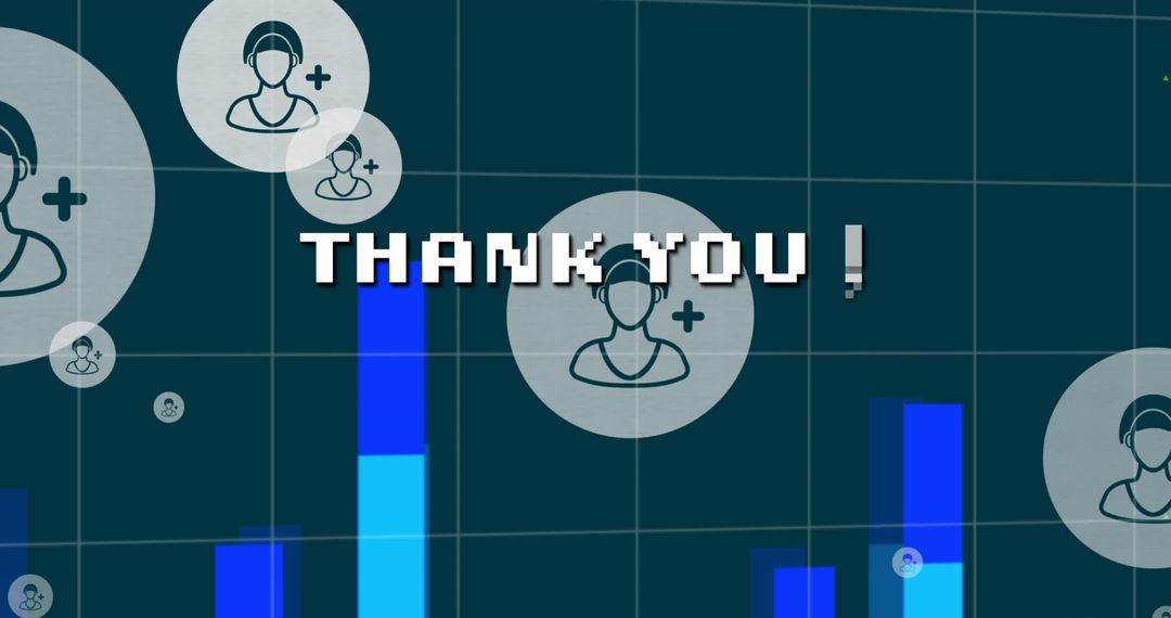Digital Thank You Message with Data Visuals and Icons