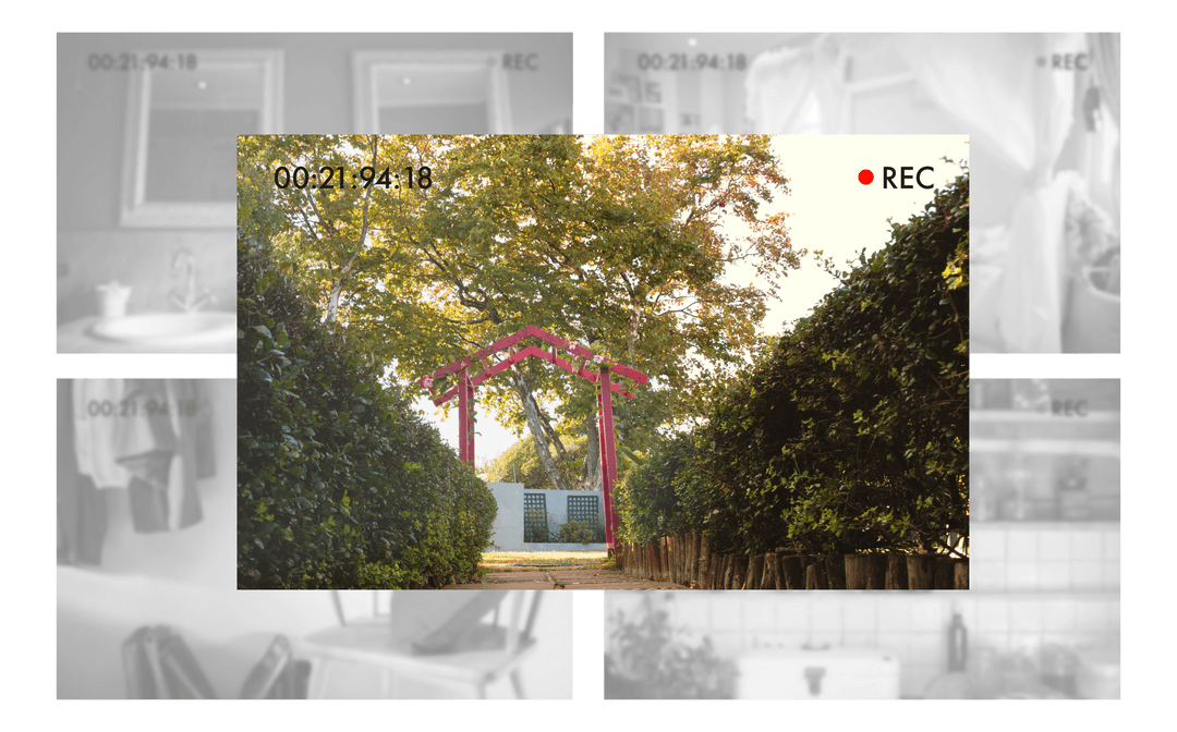 Digital Transparent Pathway Through Lush Green Park