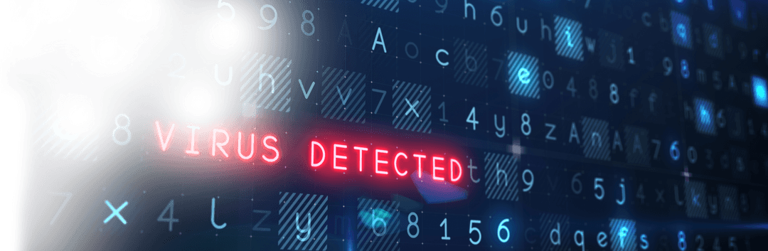 Virus Detected Warning on Transparent Digital Overlay