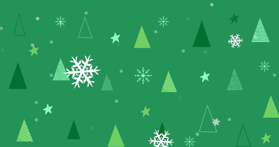 Festive Green Christmas Trees and Snowflakes Pattern