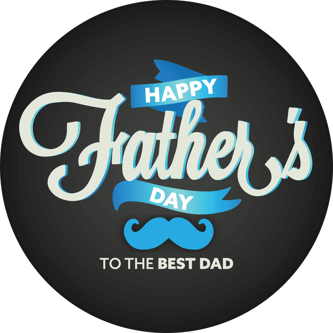 Elegant Happy Father's Day Greeting with Blue Elements on Transparent Background