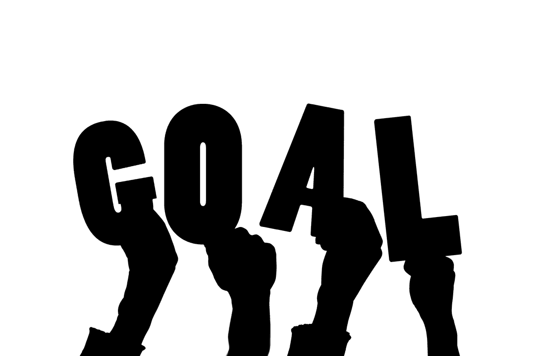 Goal Text with Hands Making a Heart Shape Transparent Vector