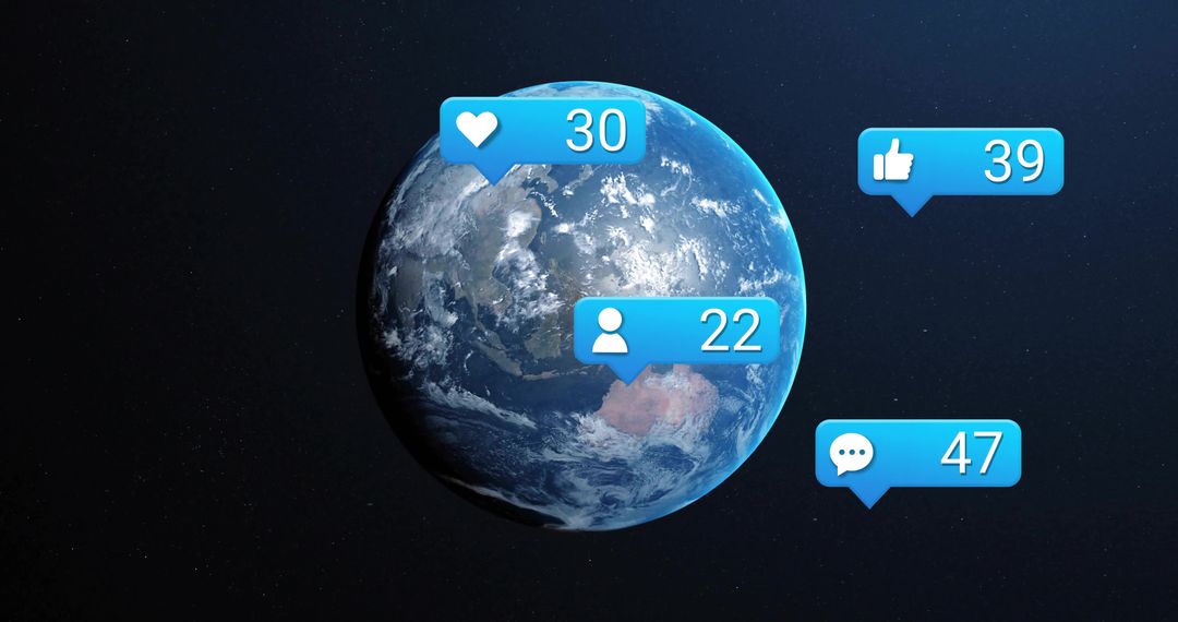 Planet Earth with Social Media Icons Indicating Global Connectivity