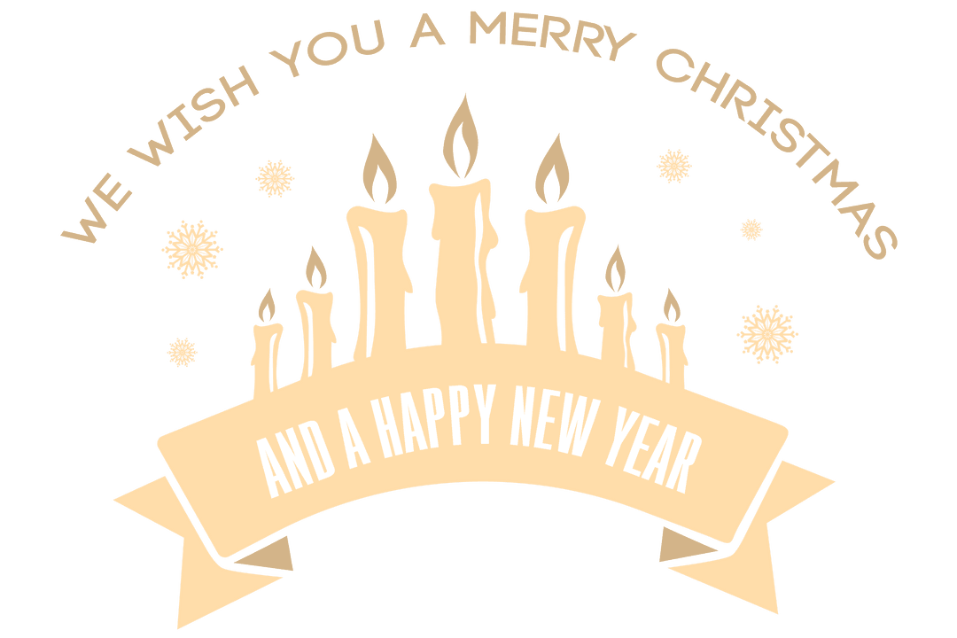 Vintage Christmas Banner with Candles Transparent Background