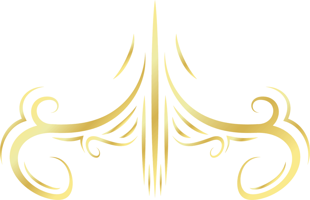 Elegant Gold Flourish with Baroque Detail, Transparent Background