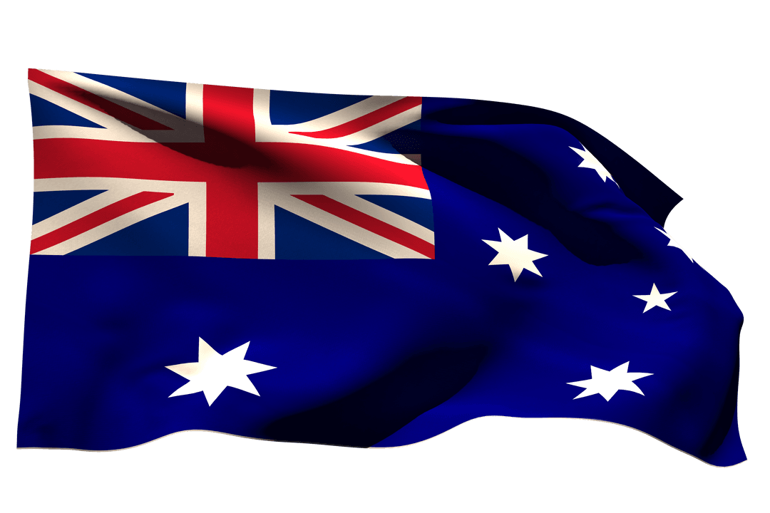 Australian National Flag on Transparent Background