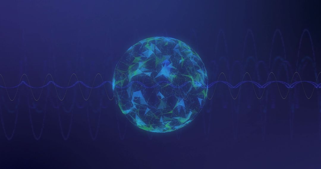 Abstract Globe with Digital Connections and Data Waves