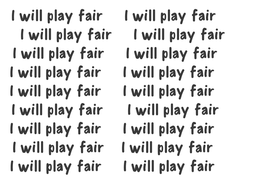 Transparent Repeated Text Offering Fair Play Promise