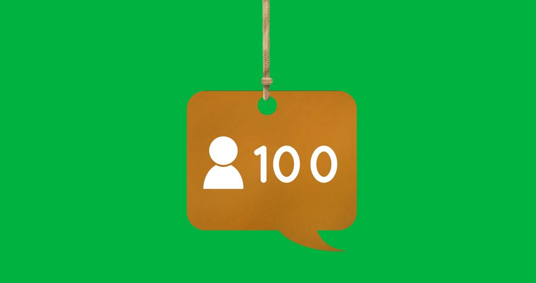 Milestone Achievement of 100 Users with Hanging Sign Icon