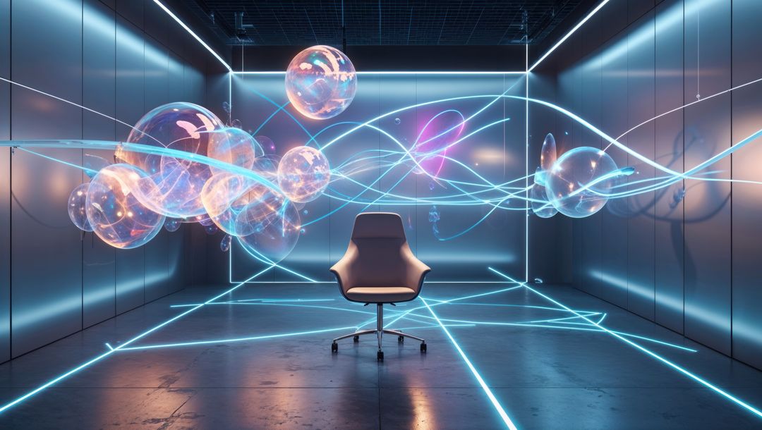 Futuristic Office Chair in High-tech Digital Environment