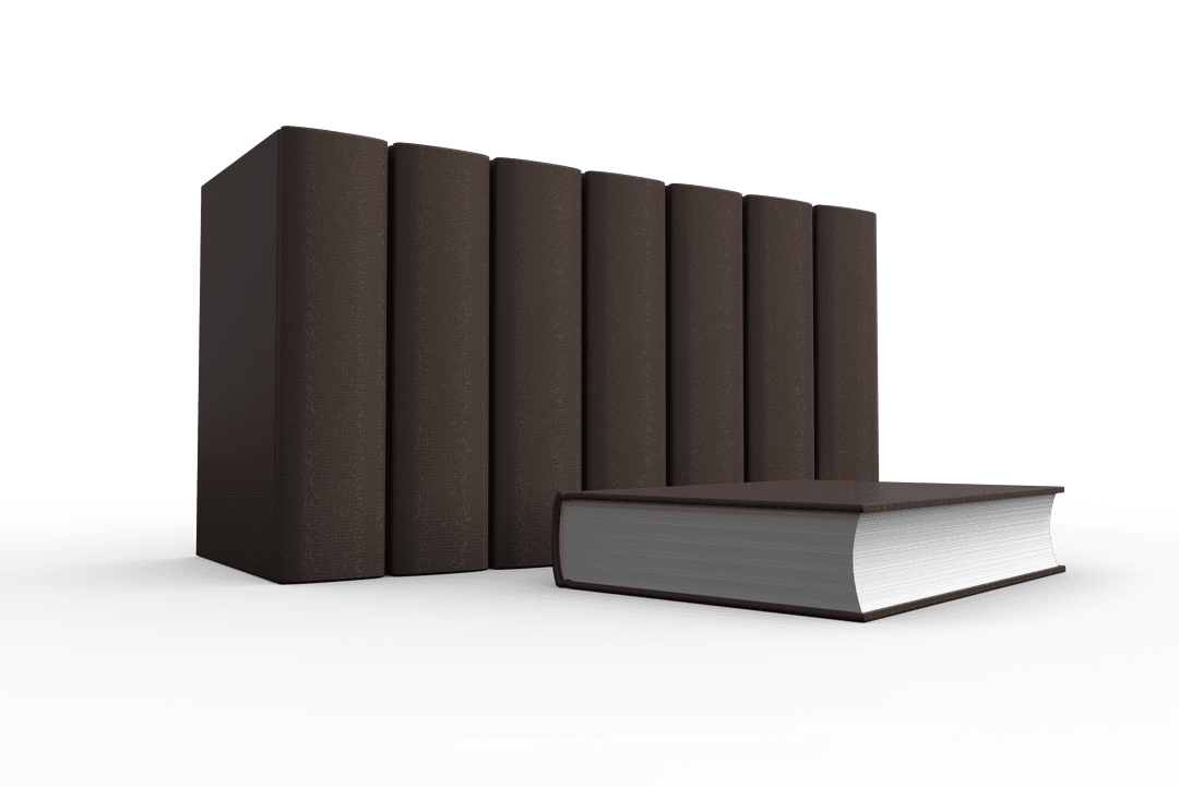 Row of Closed Books on Transparent Background