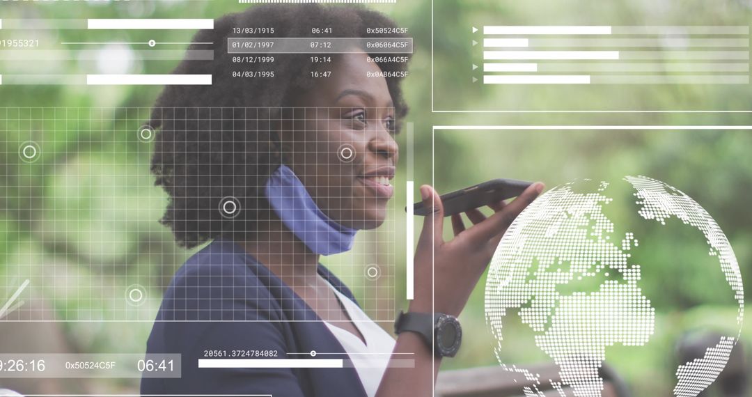 Businesswoman Using Smartphone for Digital Communication in Park