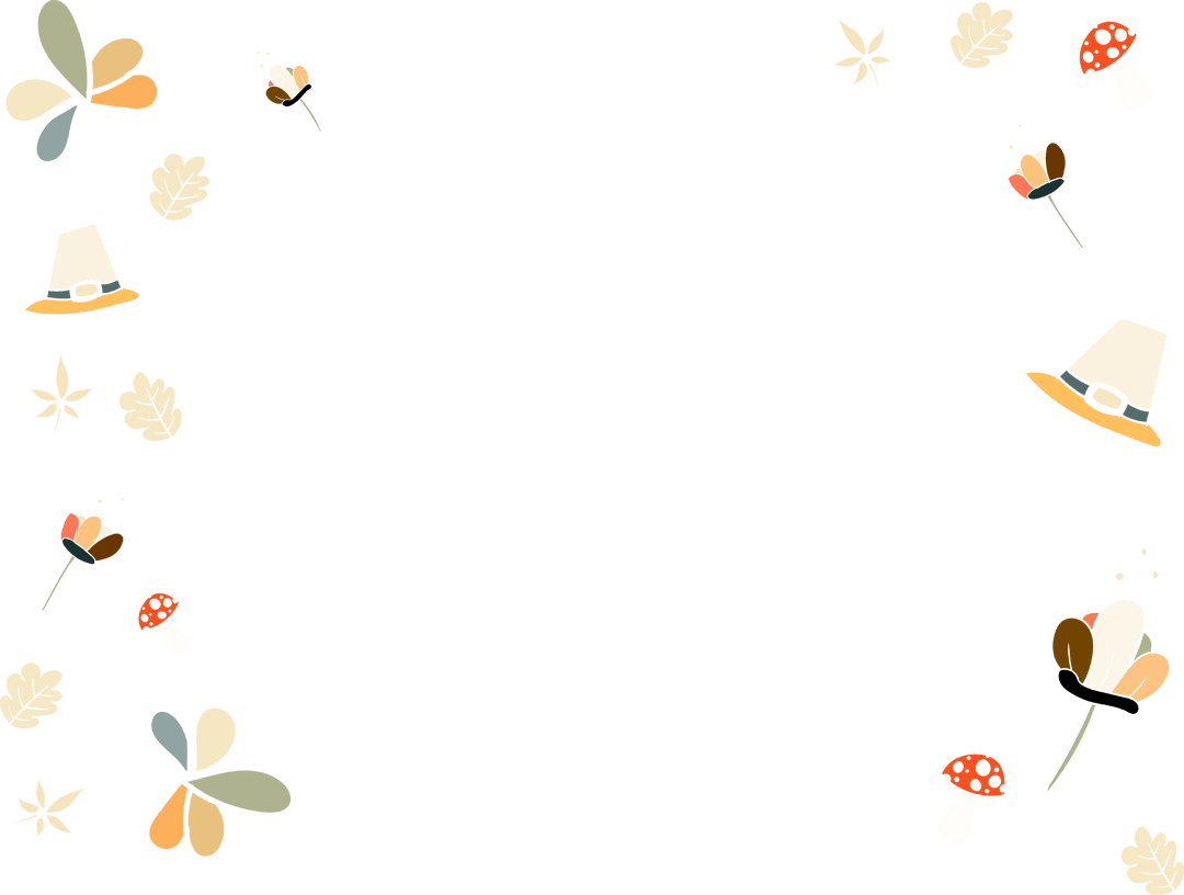 Thanksgiving Symbols Frame on Transparent Background