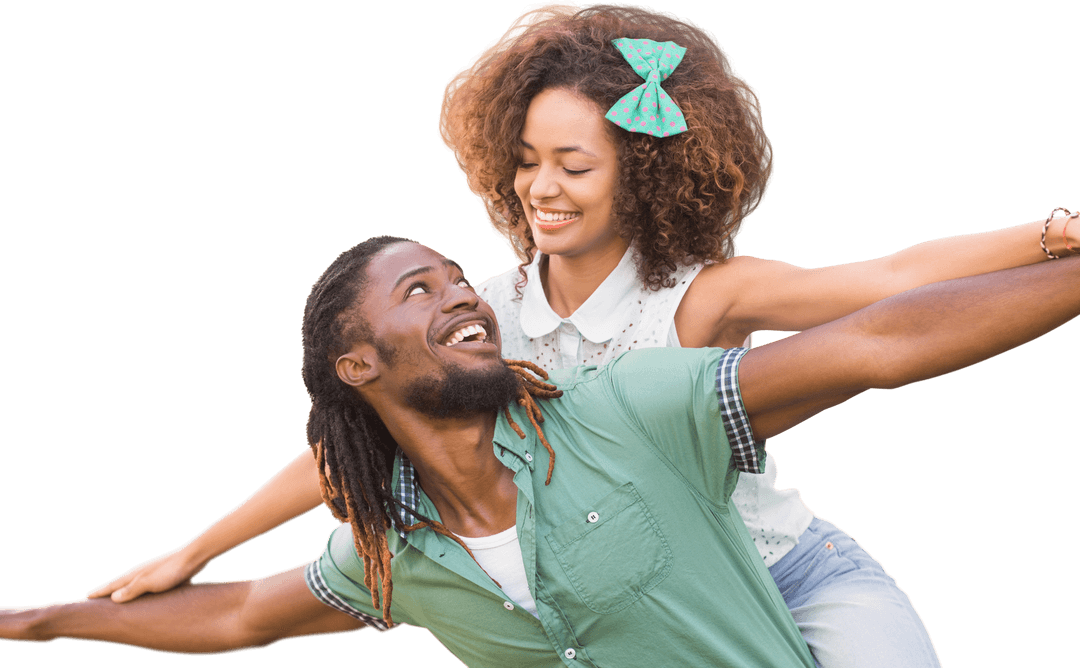 Smiling Couple Enjoying Playful Transparent Romantic Pose