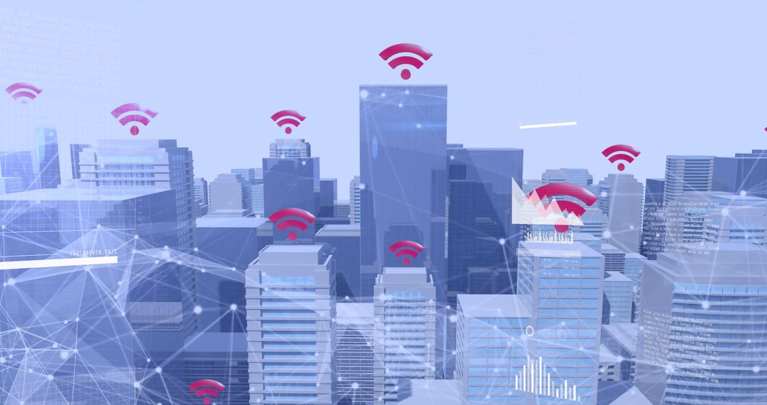 Digital Network Interface Over Clear Cityscape