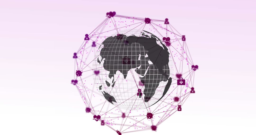 Global Networking Connections Around Spinning Globe