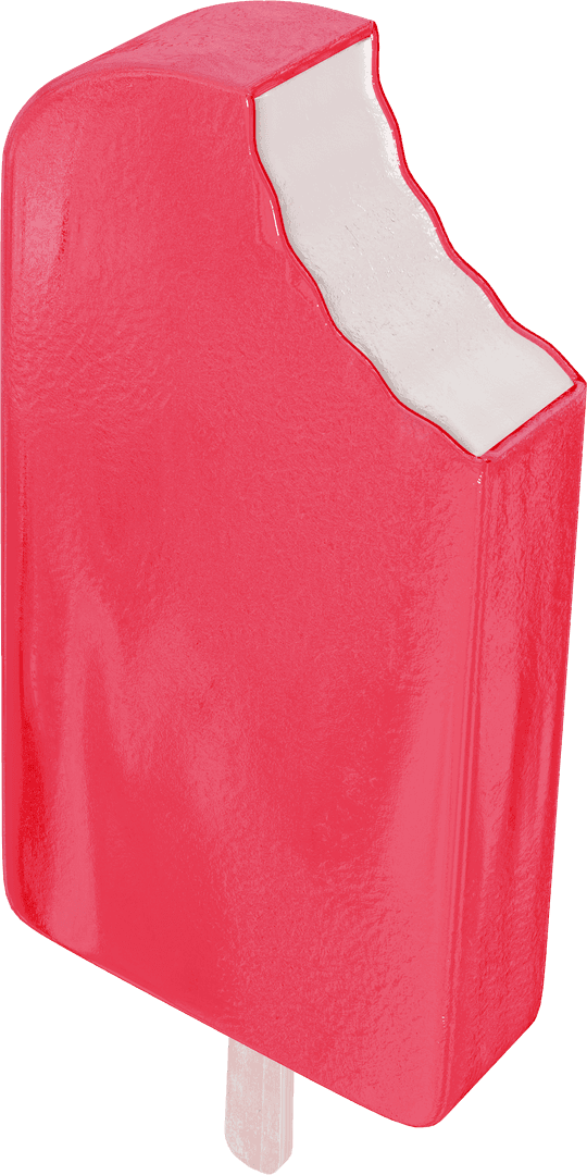 Pink Ice Cream Bar With Bitten Corner On Transparent Background