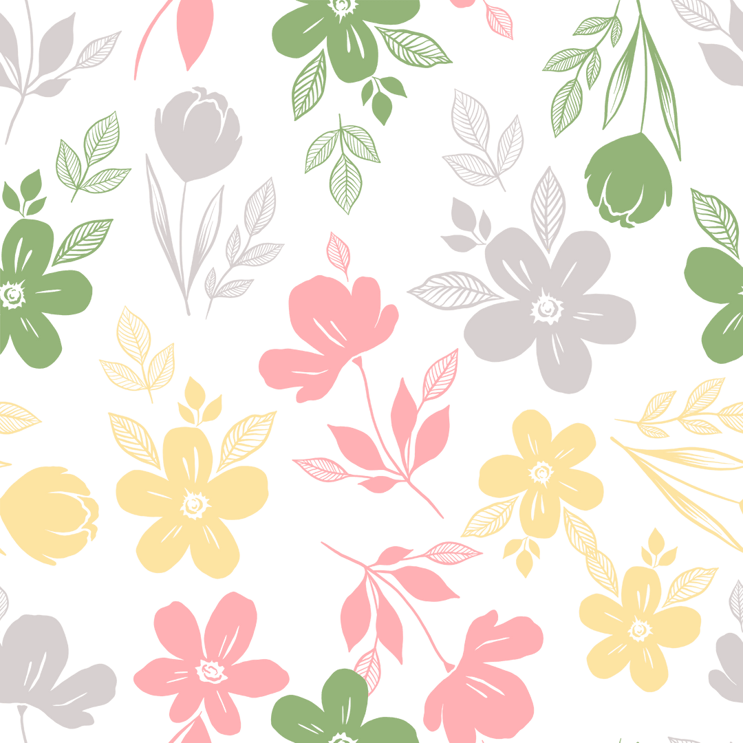 Colorful Floral Pattern on Transparent Background Vector Illustration