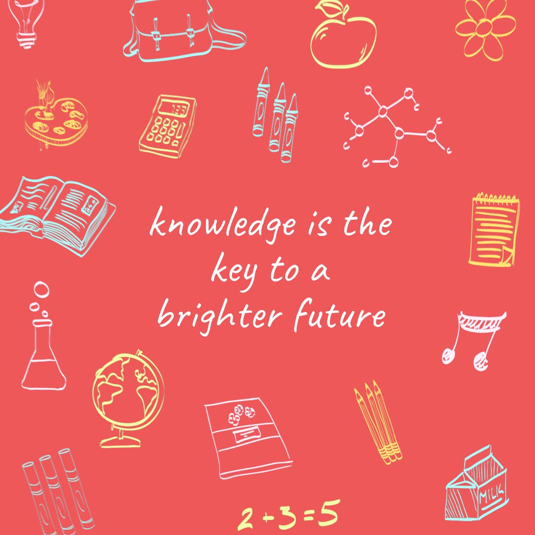 Inspiring Educational Poster with Positive Learning Quote and School Doodles - Download Free Stock Templates Pikwizard.com