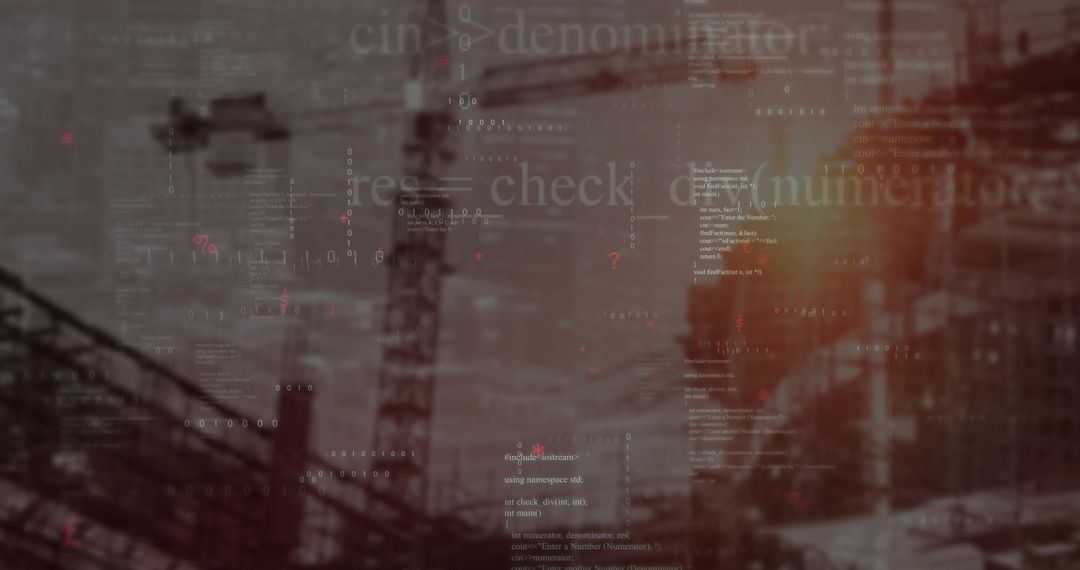 Intersection of Construction and Technology Concept with Coding Overlay