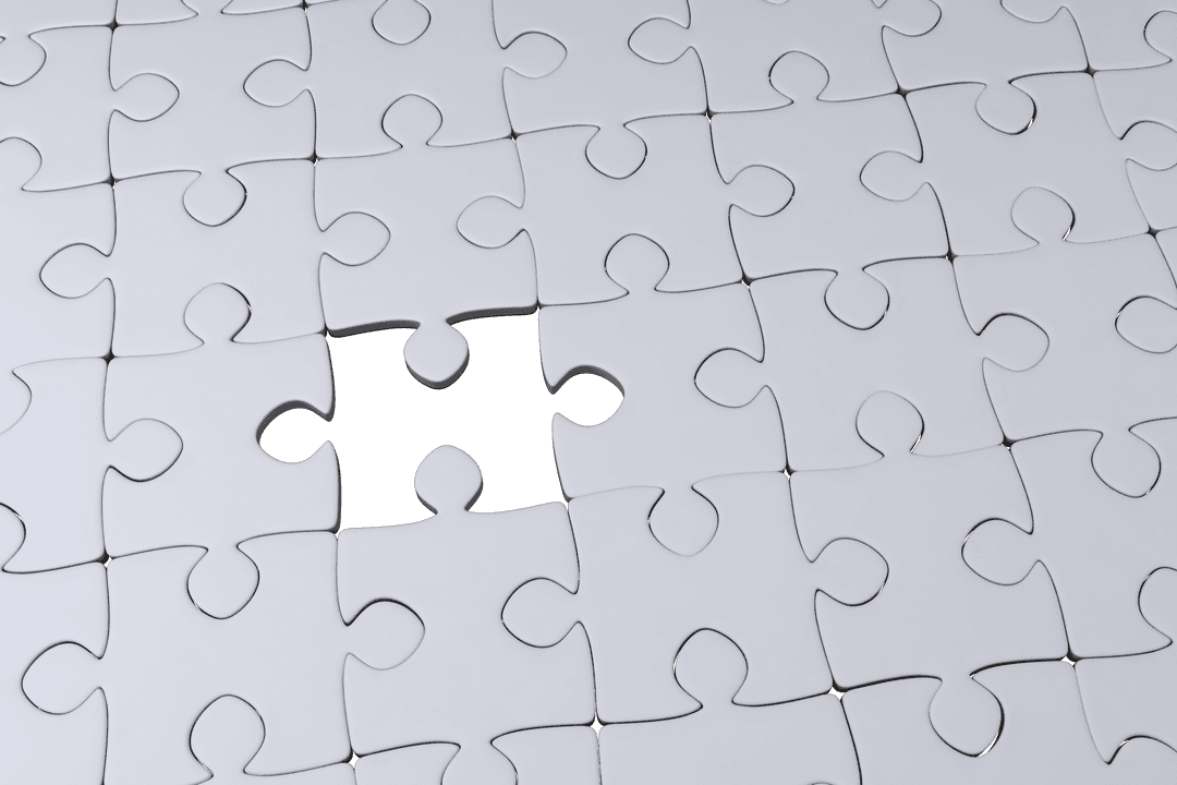 Digital Puzzle with Single Missing Piece on Transparent Background