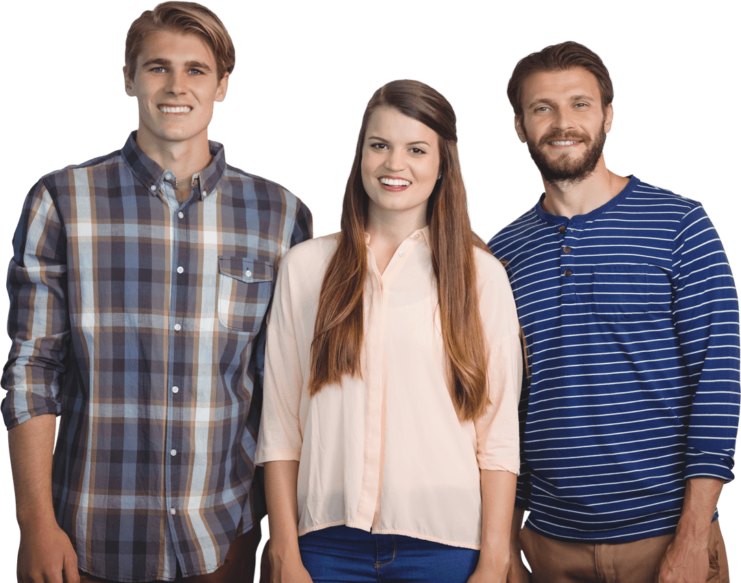Transparent Portrait of Smiling Professionals in Casual Attire