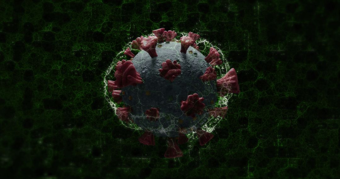3D Visualization of Virus Cell with Abstract Technological Background