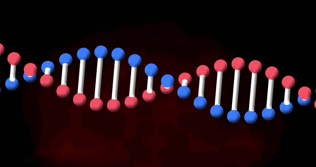 Rotating DNA Strand on Red and Black Abstract Background