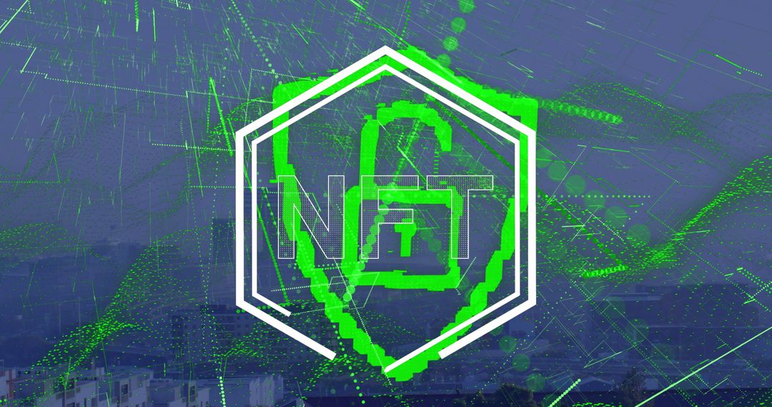 Digital Security and Technology Concept Over City Skyline