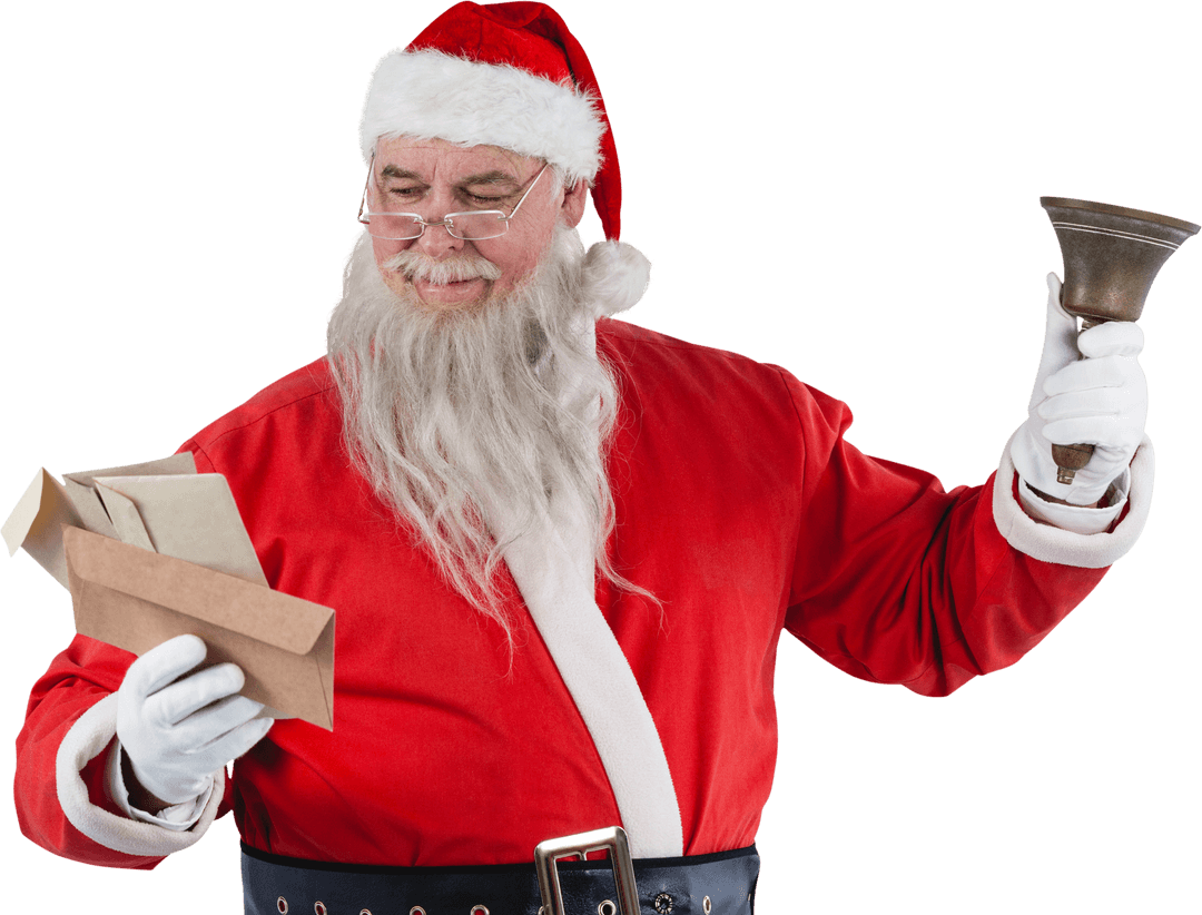 Transparent Santa Claus Reading Envelope with Bell