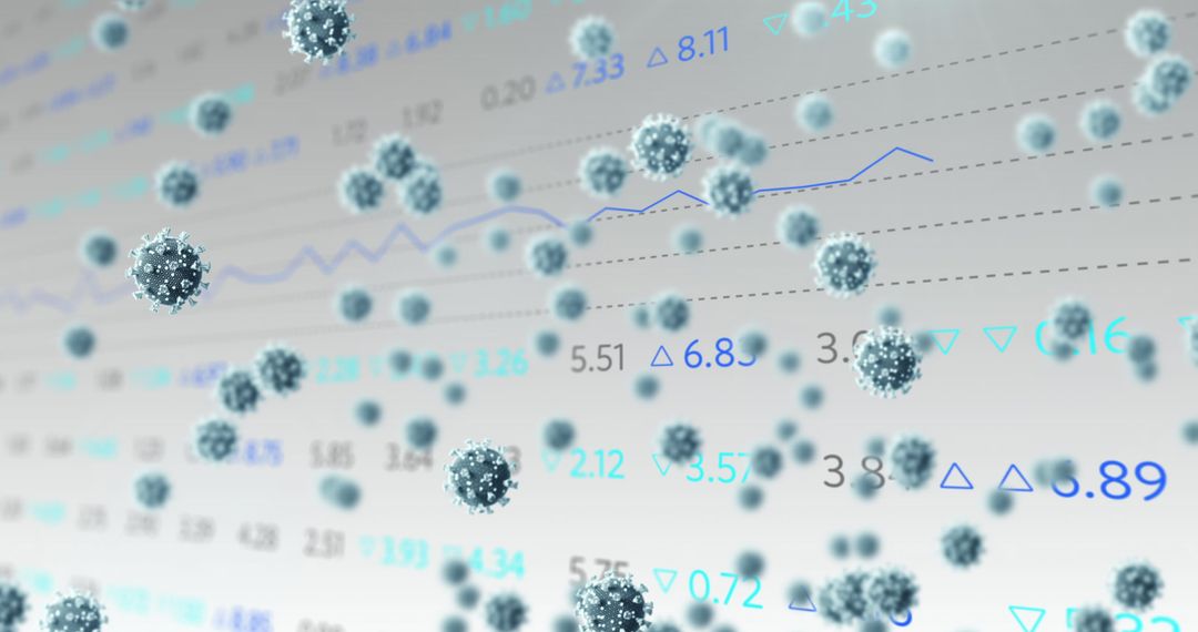 Virus Icons Overlaying Financial Data Displays Pandemic Impact
