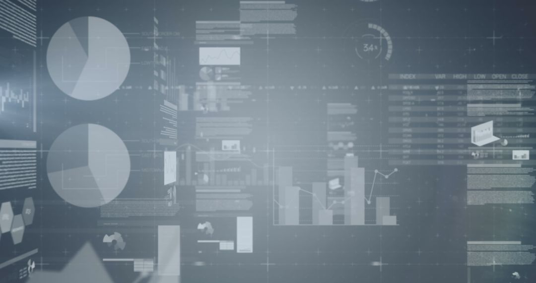 Abstract Interface of Statistical Data Processing on Grey Background