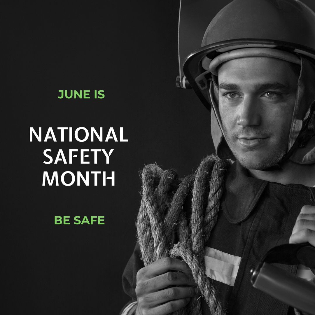 Firefighter Promoting National Safety Month Awareness - Download Free Stock Templates Pikwizard.com