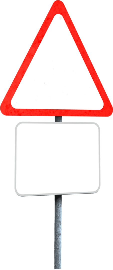 Blank Road Sign with Red Triangle Edge on Transparent Background
