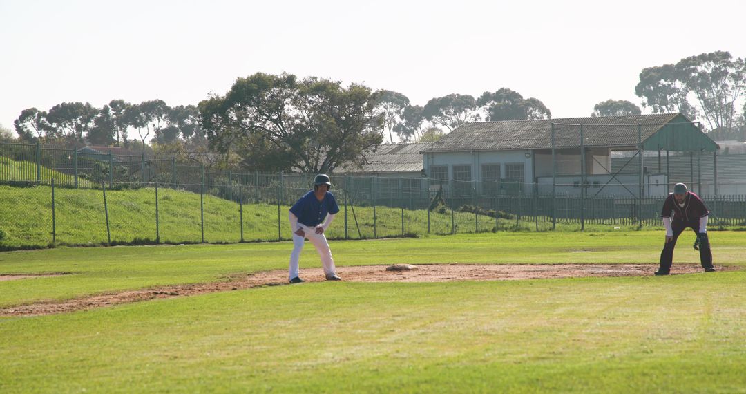Baseball Players Strategically Positioned on Field
