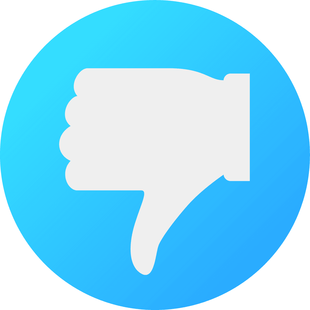 Transparent Thumbs Down Icon on Blue Gradient Circle