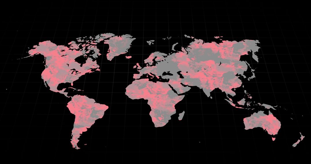 World Map Highlighting Global Changes in Pink and Gray