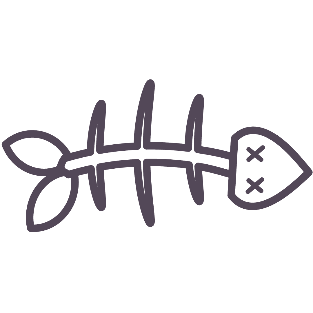 Fishbone Skeleton Outline on Transparent Background