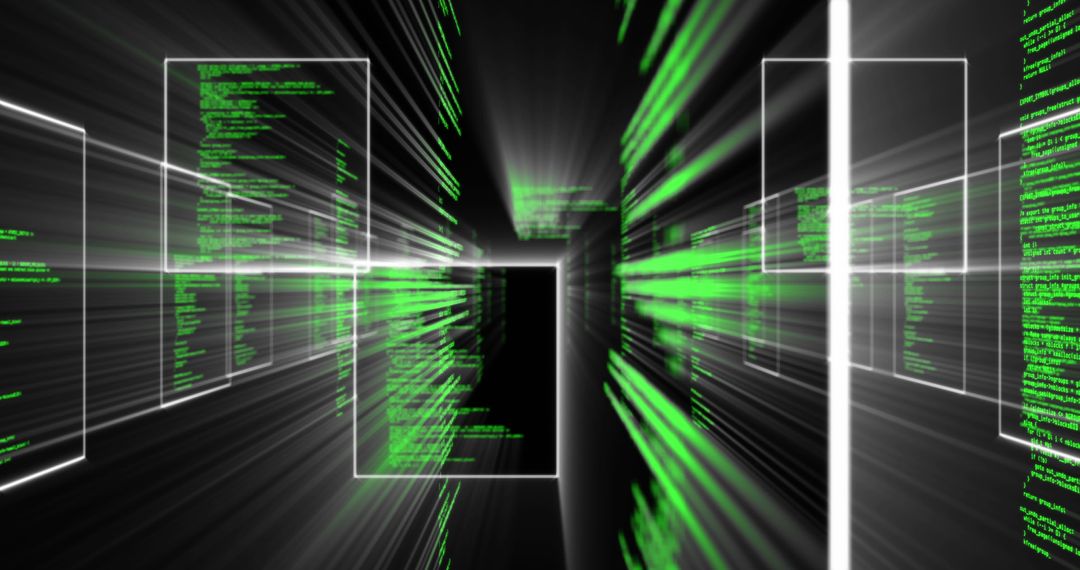 Abstract Digital Data Streams in Motion Over Dark Background