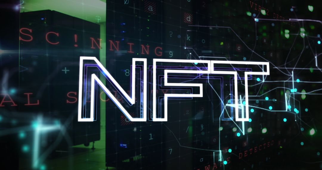 nft digital interface with server background and data streams - Free Images, Stock Photos and Pictures on Pikwizard.com