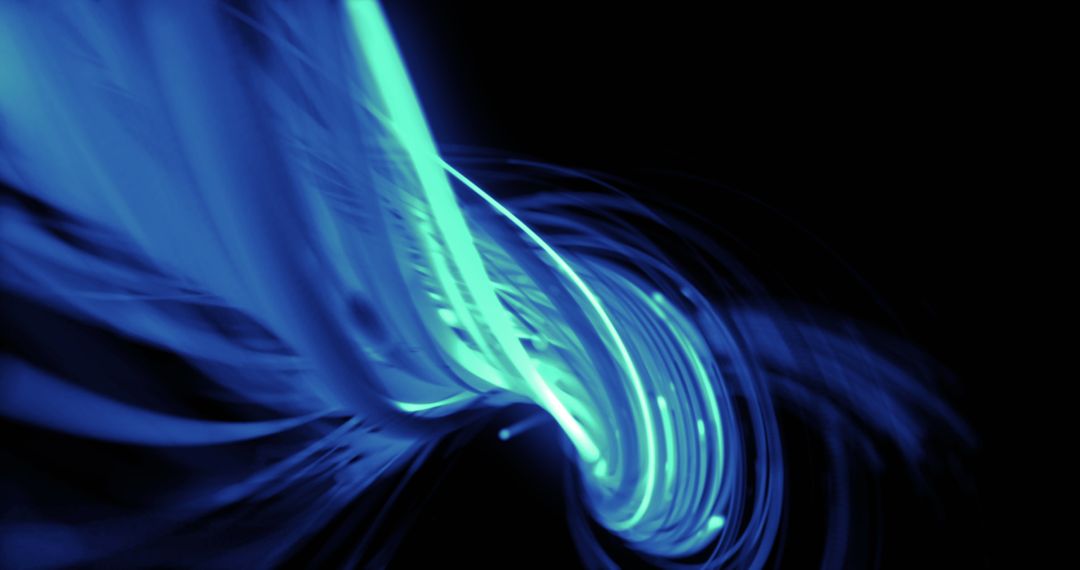Abstract Glowing Blue Light Trails in Motion