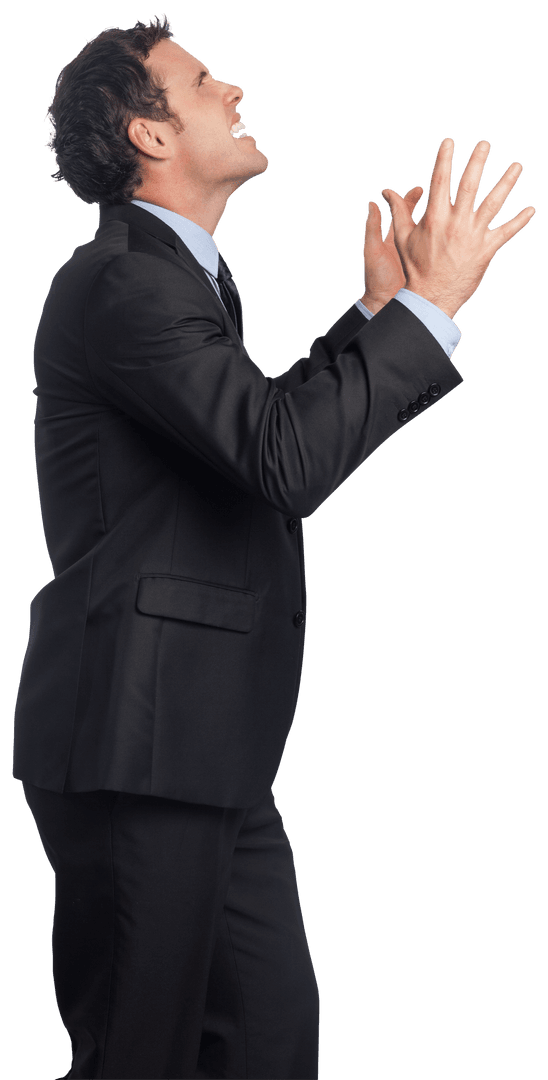 Caucasian Businessman Screaming and Gesturing Angrily Transparent