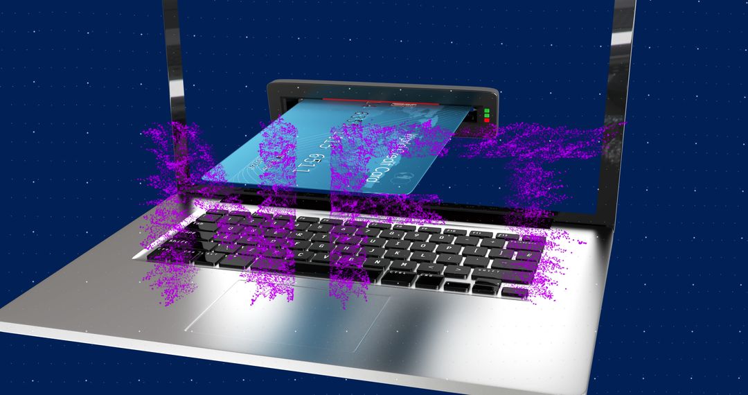 Laptop with Digital Card Projection and Graphical Effects