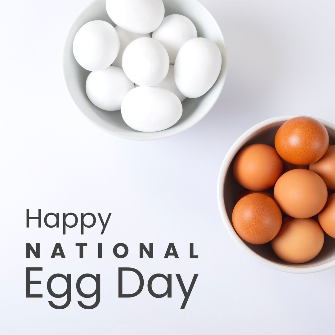 Celebrating National Egg Day with White and Brown Eggs in Bowls - Download Free Stock Templates Pikwizard.com