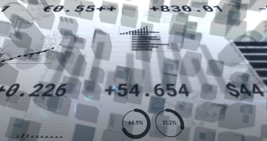 Abstract Financial Data Over Cityscape for Tech Concept