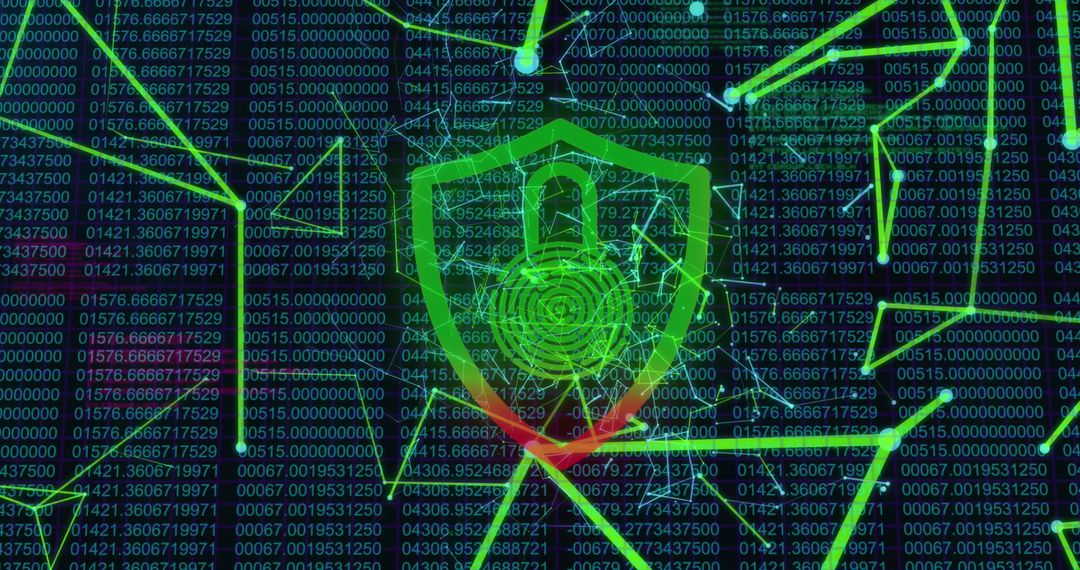 Cybersecurity Concept with Digital Shield and Network Connections
