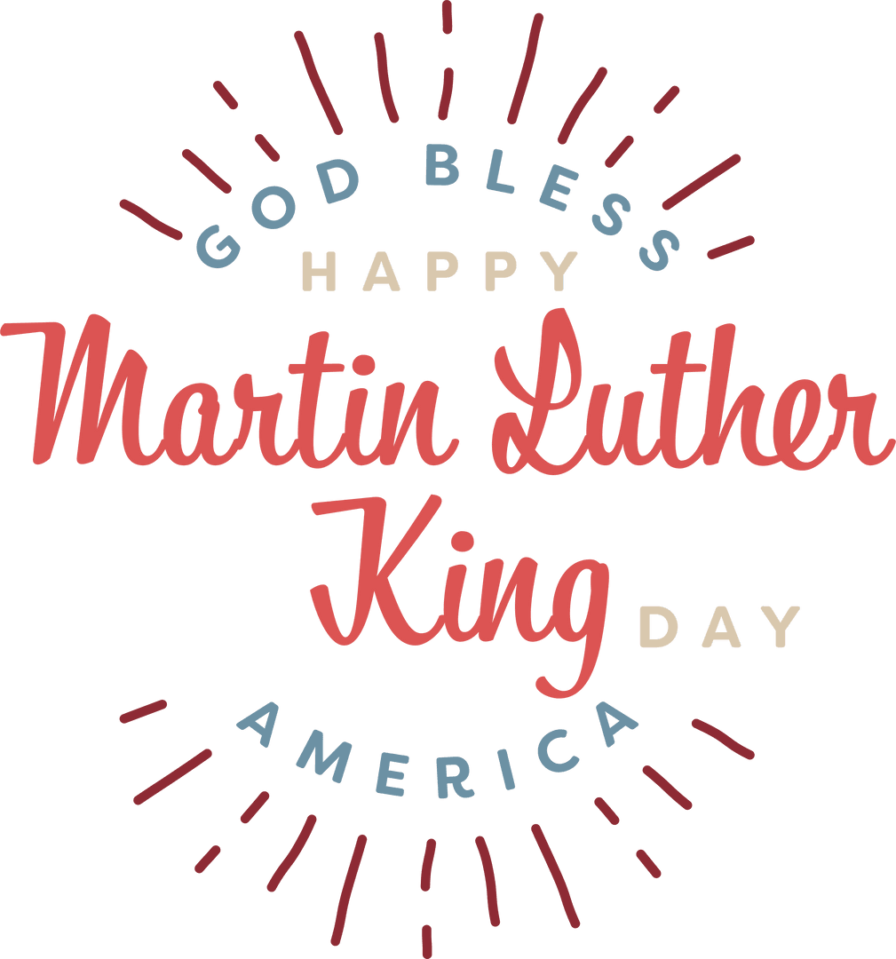 Celebratory Happy Martin Luther King Day Vector on Transparent Background