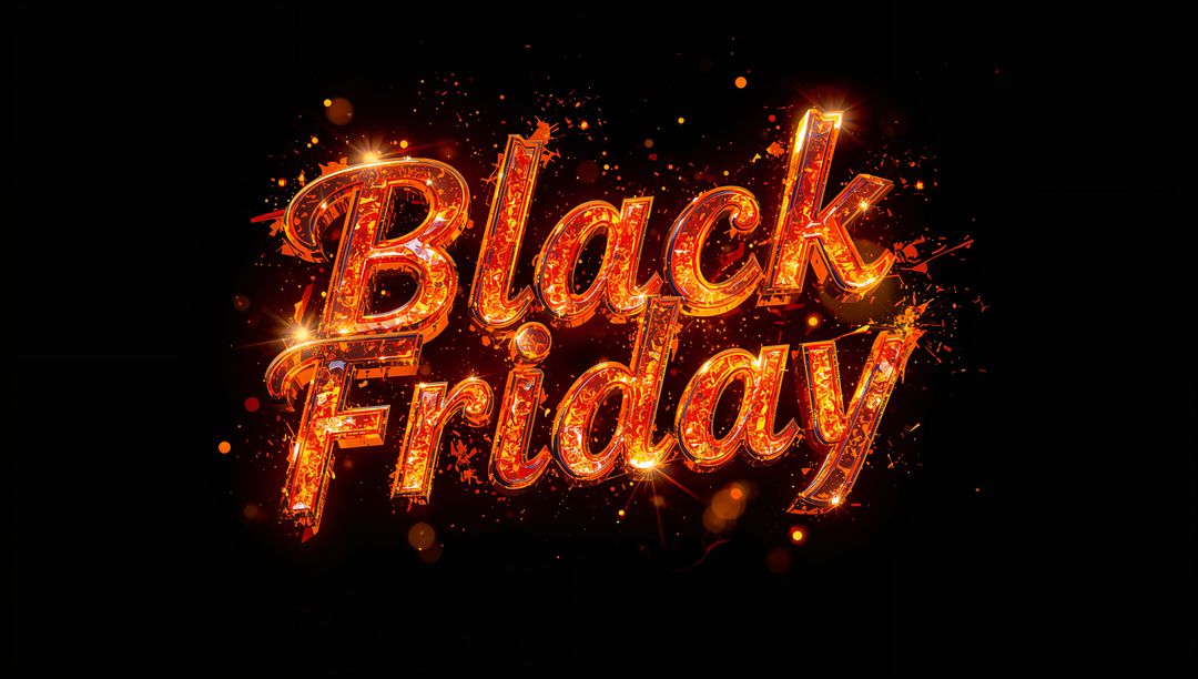 Fiery Black Friday Glowing Script Typography with Sparks, Lens Flares and 3D Glow
