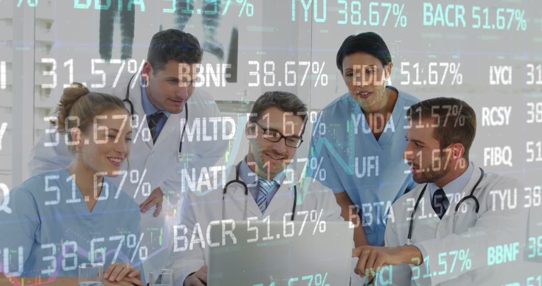 Medical Team Collaborating at Digital Financial Workstation